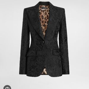 Dolce & Gabbana Embroidered Floral Black Blazer